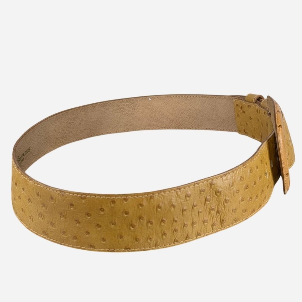 Liz Claiborne Tan Ostrich Embossed Leather Belt Large - Picture 5 of 7
